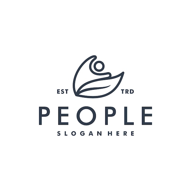 People and abstract leaf logo human icon logotype