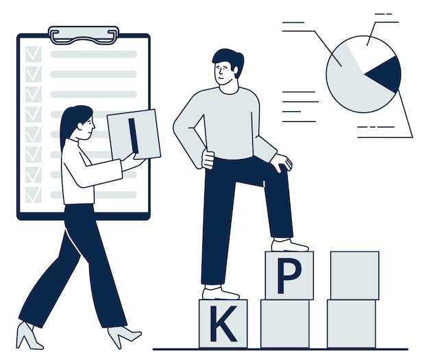 People analyzing kpi Business perfomance indicators report