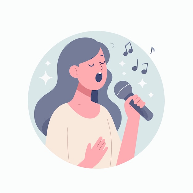 People are singing in a flat design style