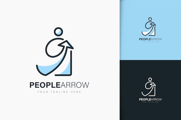 People arrow logo design linear style