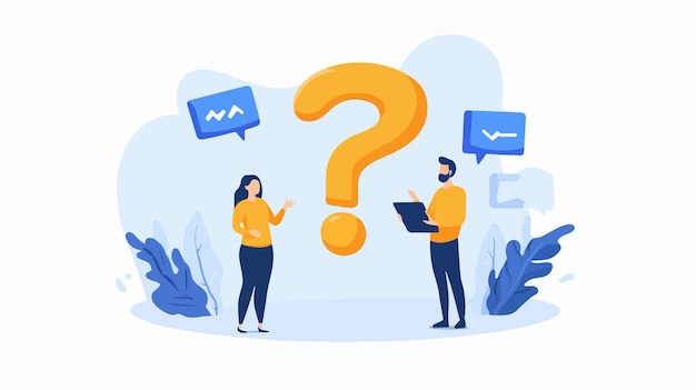 Vector people asking questions faq concept illustration of frequently asked questions