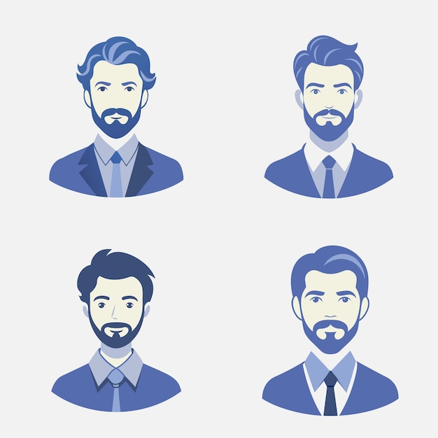 People Avatar flat Icon Set Male faces for Social Network