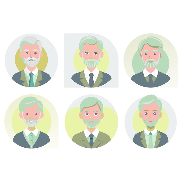 People Avatar flat Icon Set Male faces for Social Network