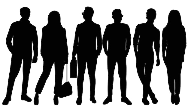 People black silhouette on white background isolated vector