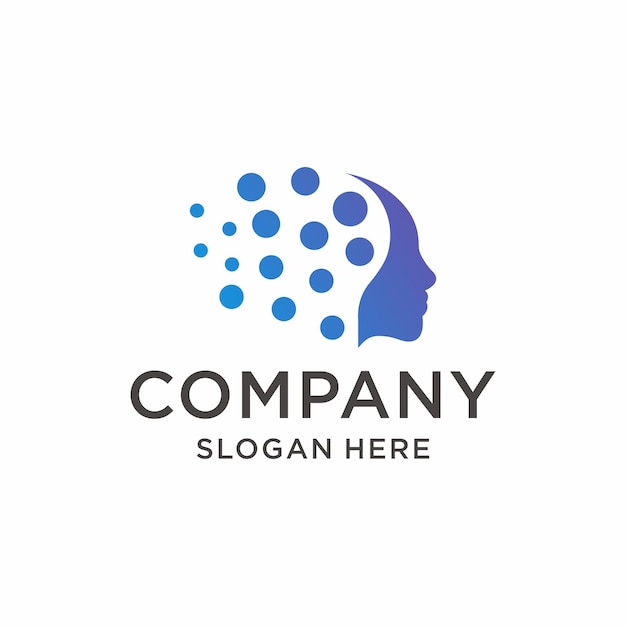 People brain psychology logo template