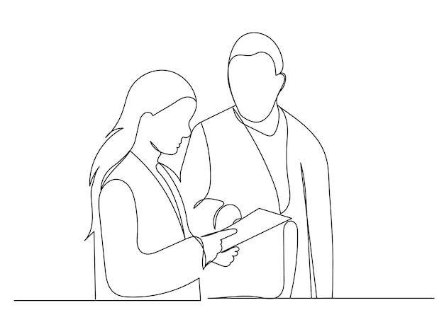 People business continuous line drawing vector sketch