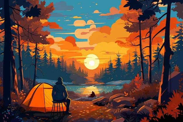 People Camping in Forest