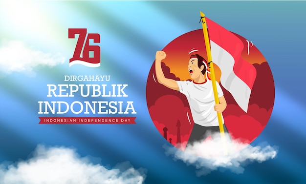 People celebrate indonesia 76th independence day or Dirgahayu kemerdekaan indonesia ke 76