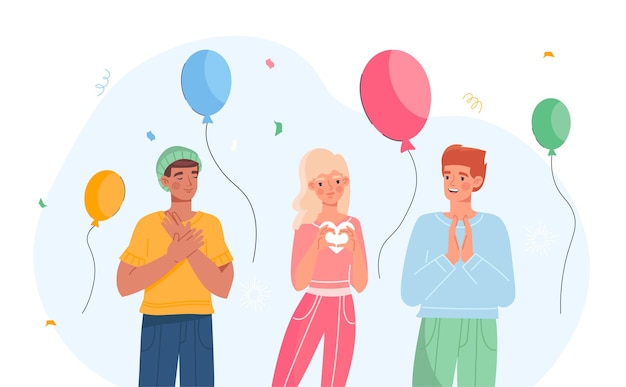 People celebrating together vector concept