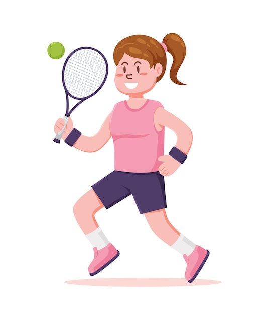 people character playing tennis vector illustration