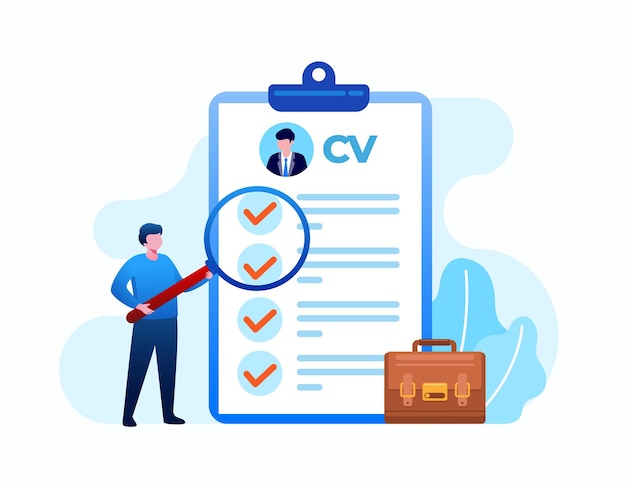 People checking a CV candidate, job hiring concept, online vacancy. Illustration flat vector