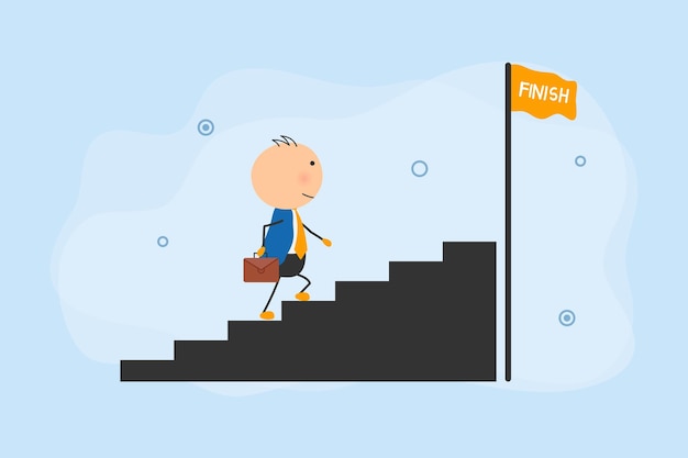 People climbing stairs and arrows illustration Business growth career development leadership concept