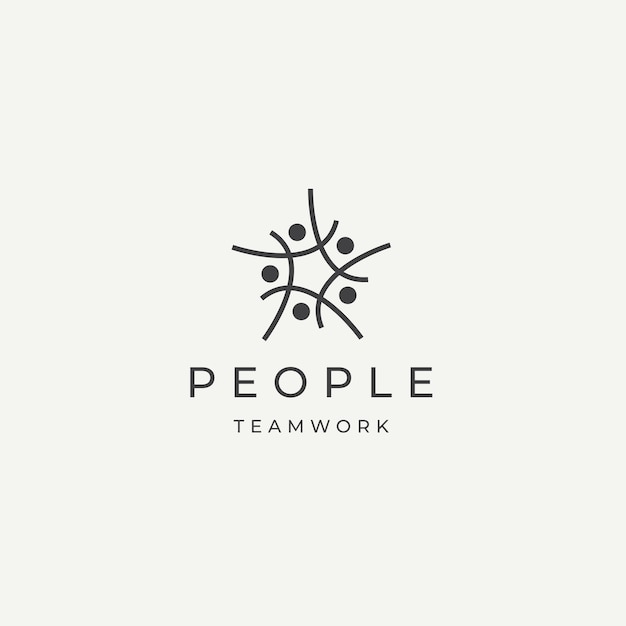 People community team work diversity logo icon design template flat vector illustration