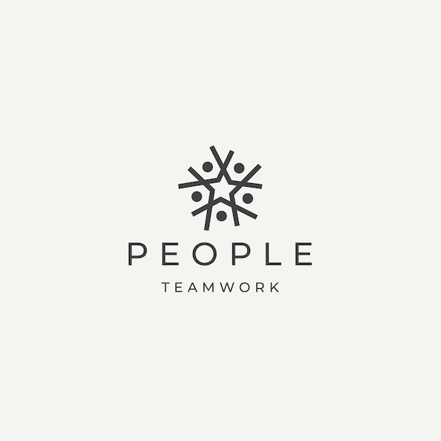 People community team work diversity logo icon design template flat vector illustration