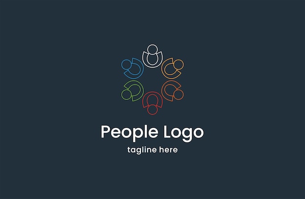 Vector people comunity logo simple modern line art icon