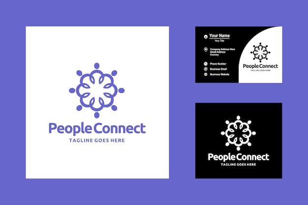 People Connect Line Art Logo Design Vector Icon for Teamwork Unity Friendship Dream Team Design