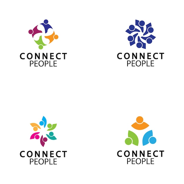 People Connect logo design template connection logo for business