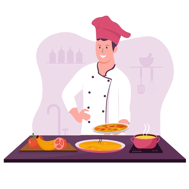 People cooking illustration design concept