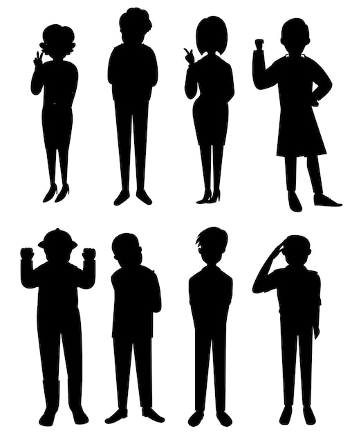 People different professions ages vector Silhouettes