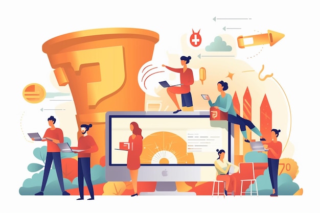 People in Digital Marketing Illustration