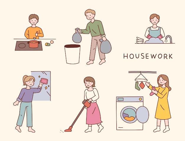 People doing housework