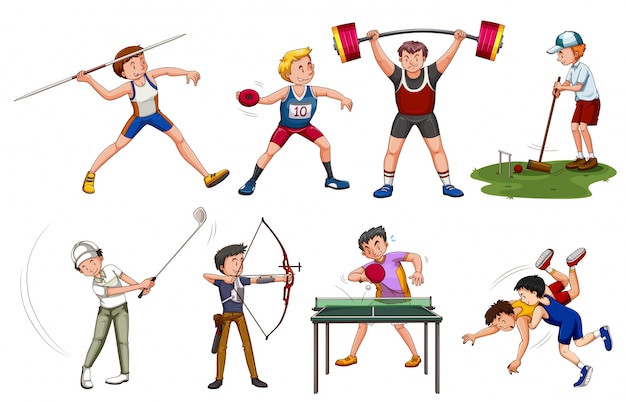 People doing many sports illustration