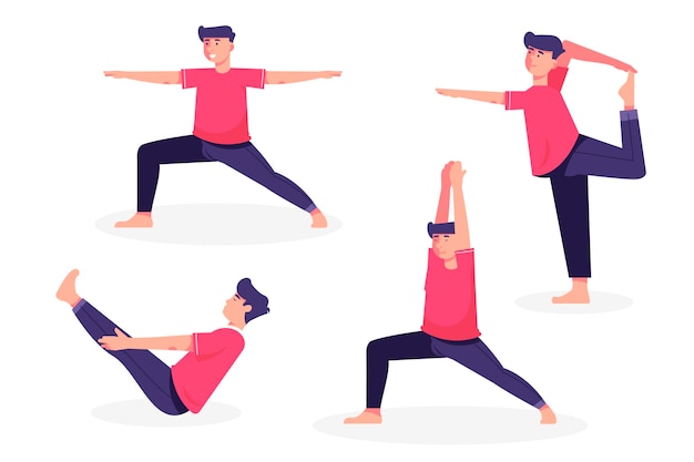 People doing yoga poses collection