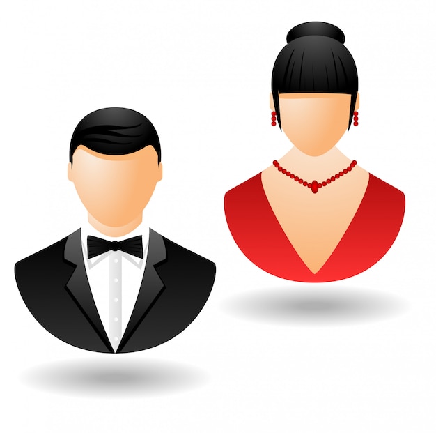  people in evening dress icons isolated 