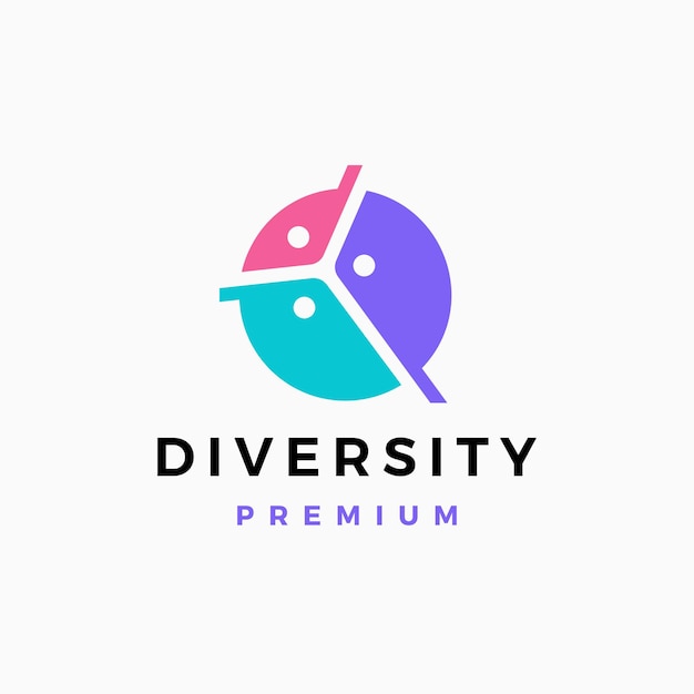 people family diversity colorful circle round logo vector icon illustration