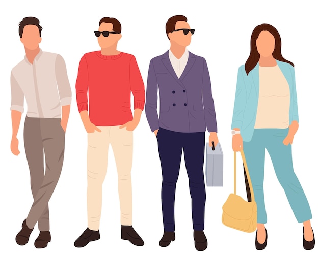 People flat design isolated on white background vector