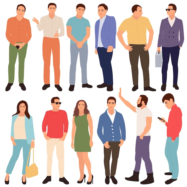 People flat design isolated on white background vector