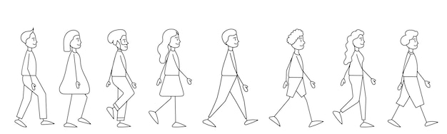 people follow each other simple figures vector