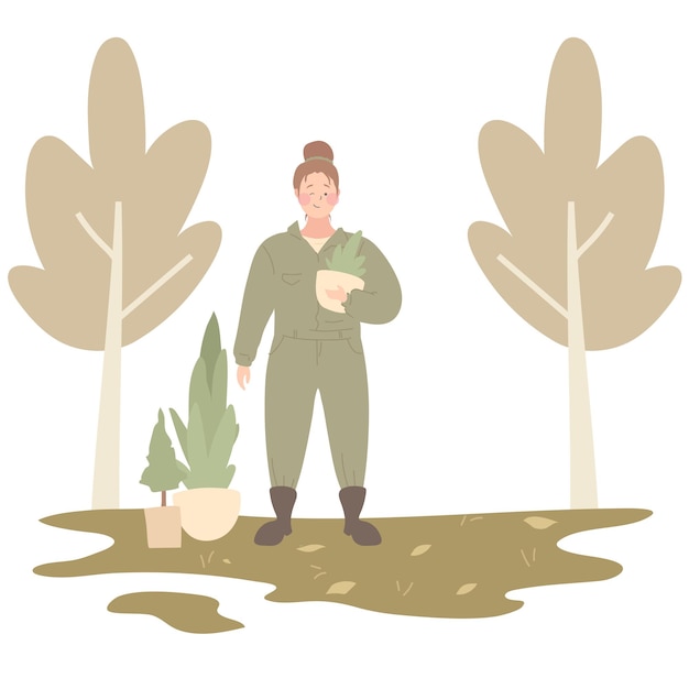 Vector people gardening illustration scene 7