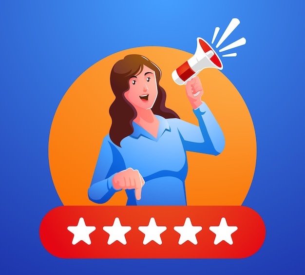 People Giving Five Star Feedback, customer review concepts, Reviews stars