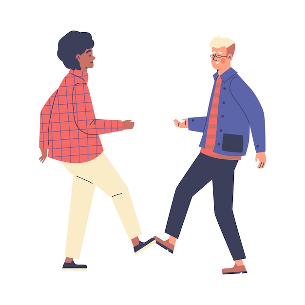 People greet each other contactlessly and safely vector illustration isolated