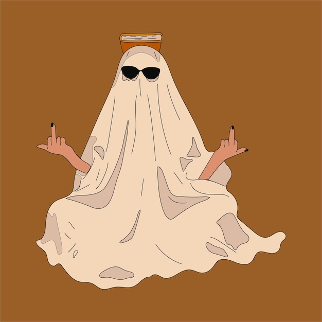 People in Halloween costume Ghost Flat design style vector illustration