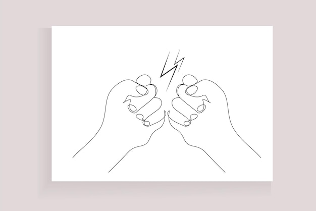 people hands fist fight angry line art