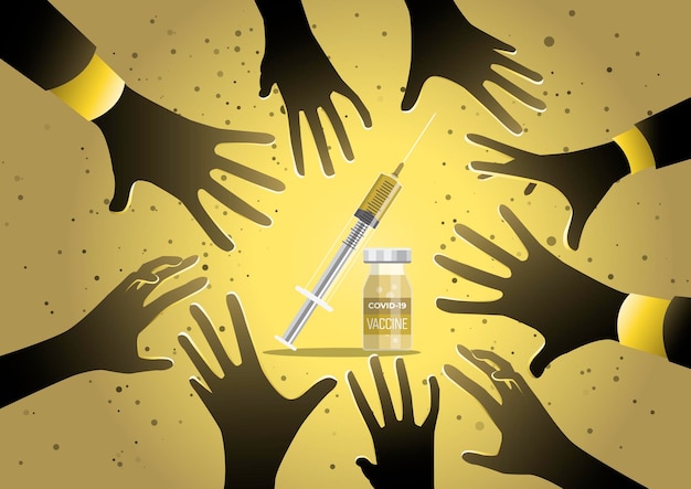 People hands want the vaccine for Coronavirus Covid19 Vector illustration