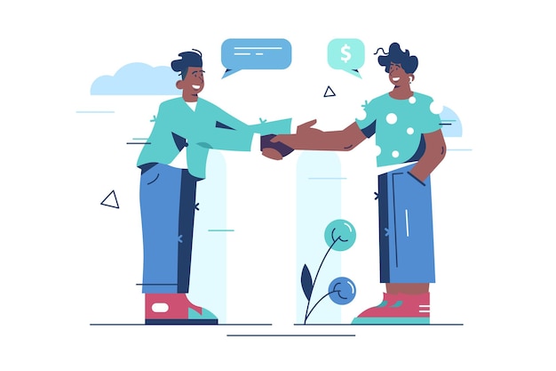 People handshaking gesture illustration.