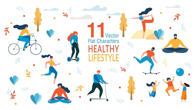 Vector people healthy lifestyle  characters set