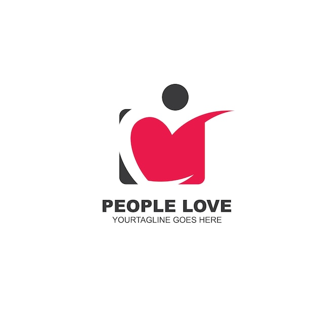 People heart vector icon concept design