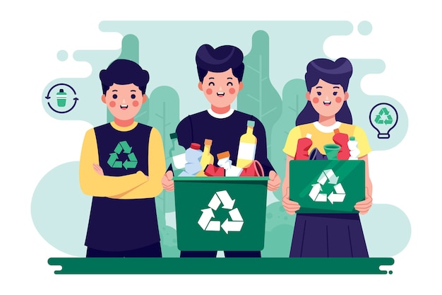 People helping the planet and recycle