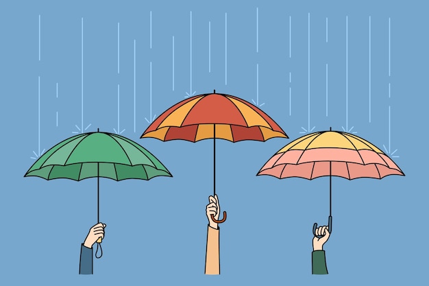 People holding umbrellas on rainy weather