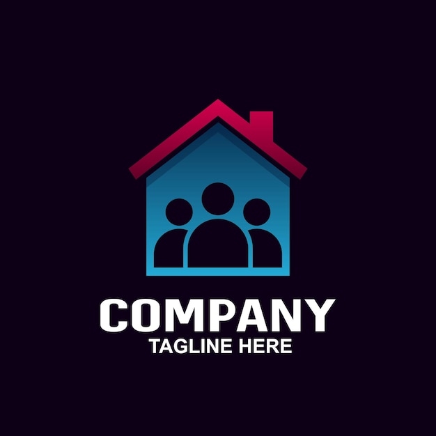 People in house logo design vector