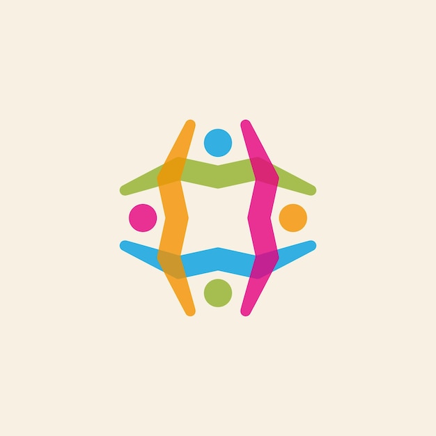 People or human diversity with colorful style logo design illustration8