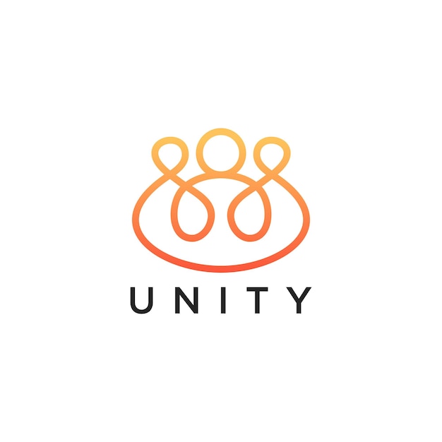 People human family unity together line art style logo icon illustration Premium Vector