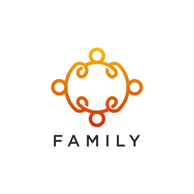 People human family unity together line art style logo icon illustration Premium Vector