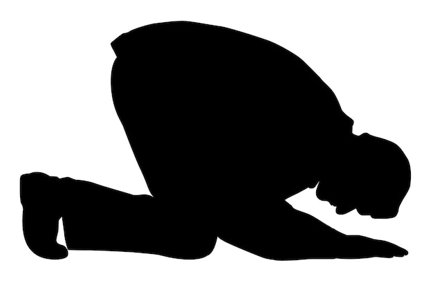 Vector people kneeling in prayer a man kneeling down silhouette