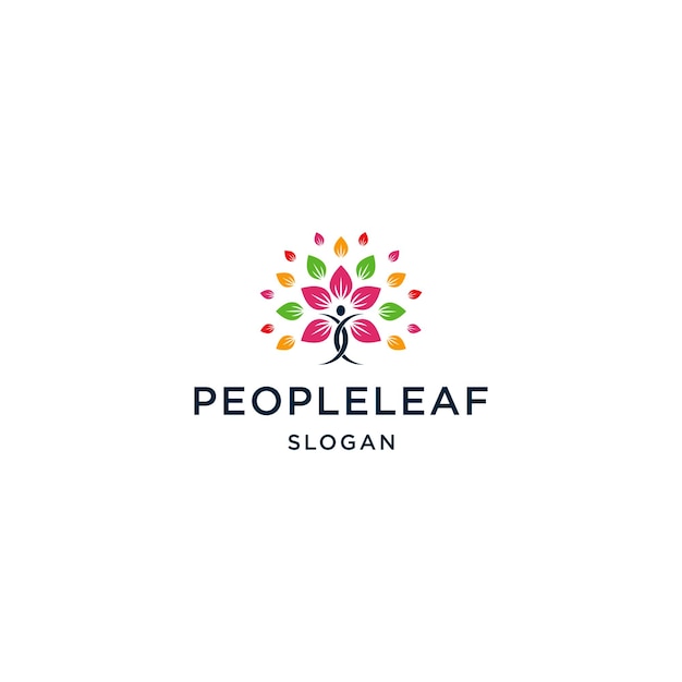 People leaf logo design vector icon template