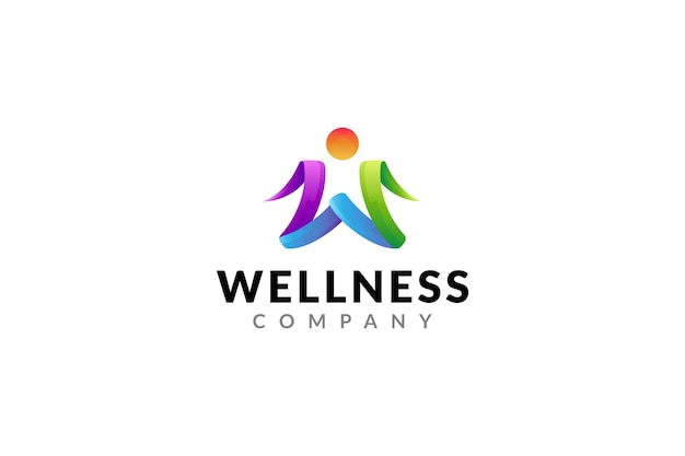 People letter W logo for wellness healthcare yoga medical clinic